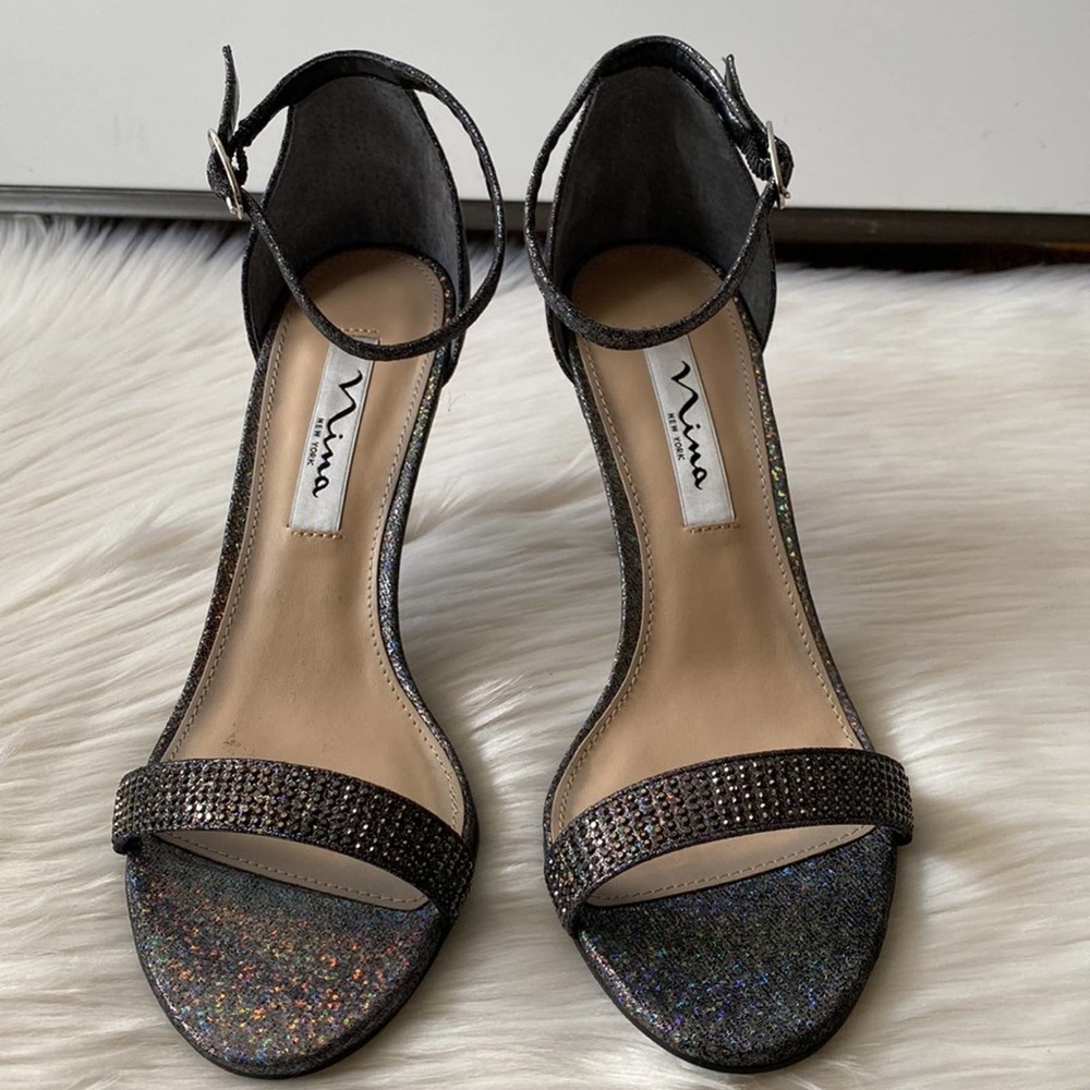 Nina Veniza ankle strap sandal Black Iridescent 7M
